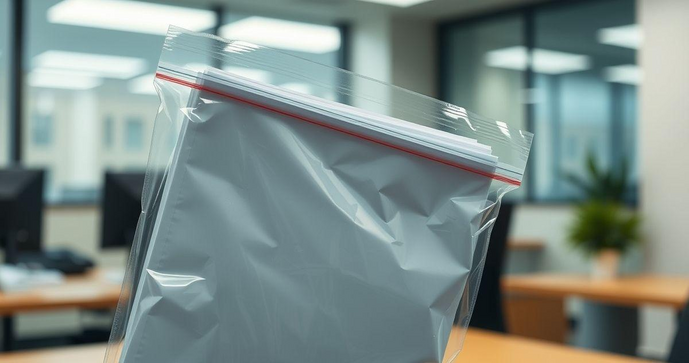 Saco plástico A4 ideal para organização e proteção de documentos