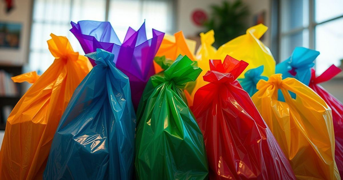 Saco plástico colorido transforma embalagens e decorações com estilo e praticidade